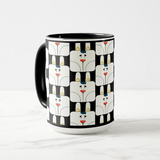 Fun Team Sonniges Gesicht in Schwarz-Weiß-Tasse Tasse (Vorderseite Links)