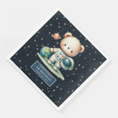 Fun Teddy Astronaut Napkins Boy Birthday Custom Serviette (Ecke)
