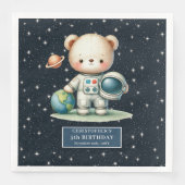 Fun Teddy Astronaut Napkins Boy Birthday Custom Serviette (Vorderseite)