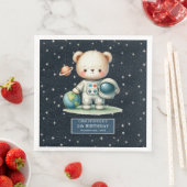 Fun Teddy Astronaut Napkins Boy Birthday Custom Serviette (Beispiel)