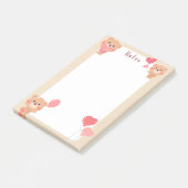 Fun Teddy Bär mädchenhafte Kinder niedlich Post-It Klebezettel (angewinkelt)