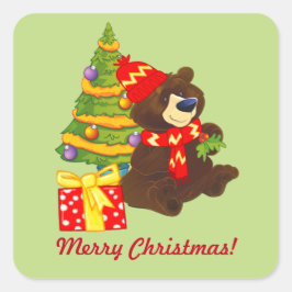 Fun Teddy Bear Custom Christmas Quadratischer Aufkleber