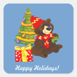 Fun Teddy Bear Custom Christmas Quadratischer Aufkleber
