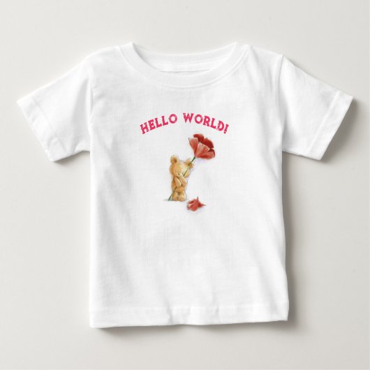 Fun teddy Blume Aquarell Baby T-shirt (Vorderseite)