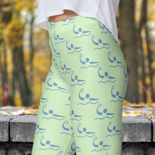 Fun Tee Green Womens Water Polo Muster Leggings
