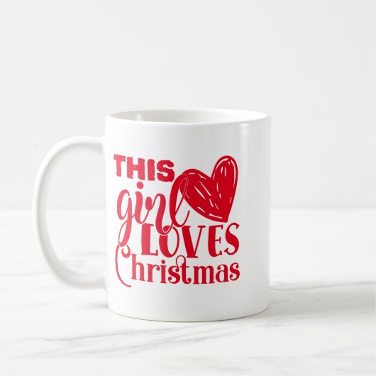 Fun This Girl Loves Christmas Heart Red Text Kaffeetasse (Links)