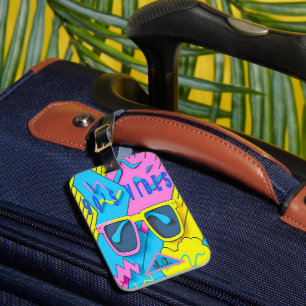 Fun Throwback Pink Yellow and Blue 90er Vibes Gepäckanhänger