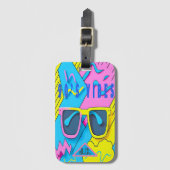 Fun Throwback Pink Yellow and Blue 90er Vibes Gepäckanhänger (Vorderseite Vertikal)