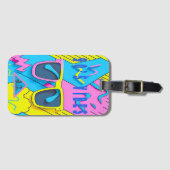 Fun Throwback Pink Yellow and Blue 90er Vibes Gepäckanhänger (Vorderseite (Horizontal))