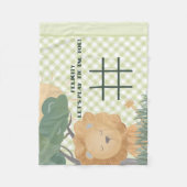 Fun Tic Tac Toe Game Gingham Name Boho Lion Fleecedecke (Vorderseite)