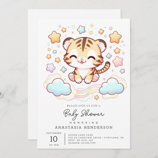 Fun Tiger Baby Dusche Einladung (Vorne/Hinten)