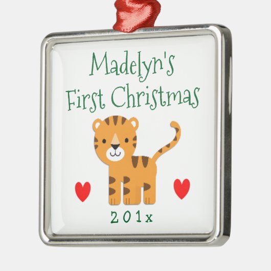 Fun Tiger Baby's 1. Weihnachtsgeschenk Silbernes Ornament (Links)