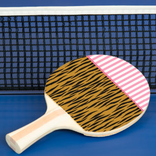 Fun Tiger Print mit rosafarbenen Streifen und Stre Tischtennis Schläger