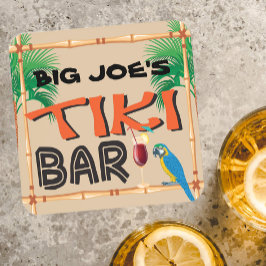 Fun Tiki Bar mit individuelle Name Getränkeuntersetzer