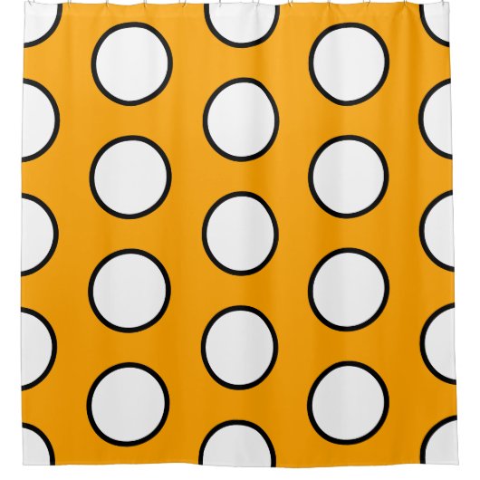 Fun Tiled Bold Golden Yellow Dots Muster Duschvorhang (Vorderseite)