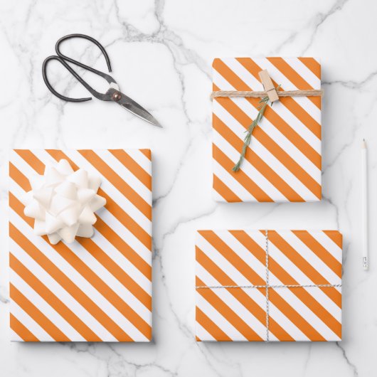 Fun tiled pattern orange stripe pattern geschenkpapier set (Vorderseite)