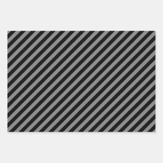 Fun tiled pattern stripe gray black pattern  geschenkpapier set (Vorderseite 3)