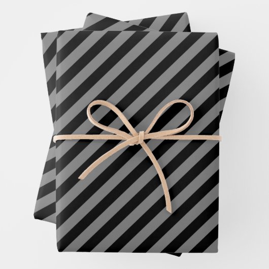 Fun tiled pattern stripe gray black pattern geschenkpapier set (Beispiel)