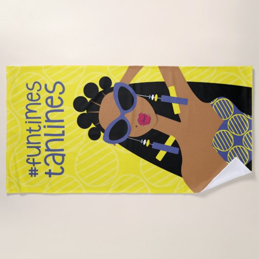 Fun Times Tan Lines Beach Handtuch (Vorderseite)