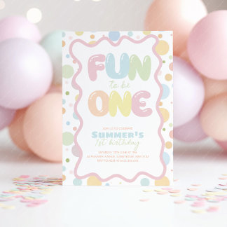 Fun to be One! Colorful Spots 1st Birthday Einladung