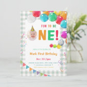 Fun to Be One Photo First Birthday Einladung (Stehend Vorderseite)