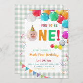 Fun to Be One Photo First Birthday Einladung (Vorne/Hinten)