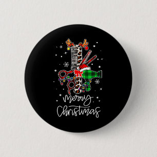 Fun Tool Friseur Barber Frohe Weihnachtsfeier Button