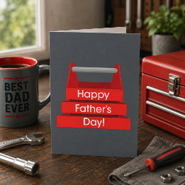 Fun Toolbox Vatertag rot und grau Karte