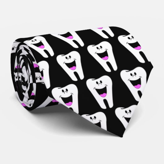 Fun Tooth Necktie oder Krawatte mit Glück, Lächeln (Gerollt)