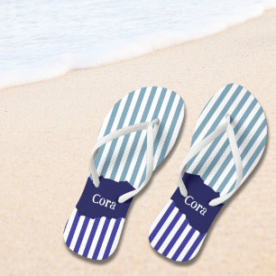Fun Torn Stripes Blue Layered Name Badesandalen