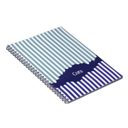 Fun Torn Stripes Blue Layered Name Notizblock (Rechte Seite)