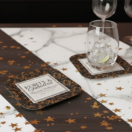 Fun Tortoise Shell Birthday Forty and Fabulous Rechteckiger Pappuntersetzer