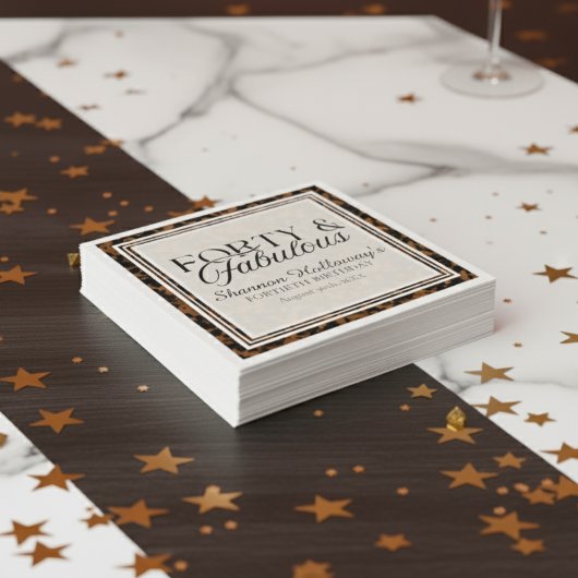 Fun Tortoise Shell Birthday Forty and Fabulous Serviette