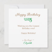 FUN TOY LOGS DEKORATED BIRTHDAY CAKE KARTE (Rückseite)