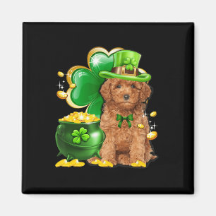 Fun Toy Poodle Dog Kleeblatt Irish Saint St Patric Magnet