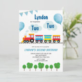 Fun Train Chugga Chugga zwei zwei zweite Geburtsta Einladung (Stehend Vorderseite)