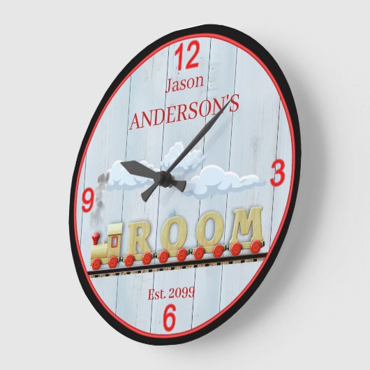 Fun Train Room Boys Wall Clock Große Wanduhr (Winkel)