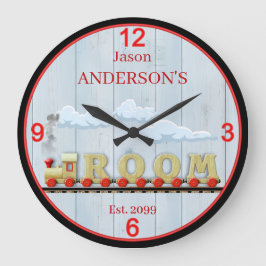 Fun Train Room Boys Wall Clock Große Wanduhr