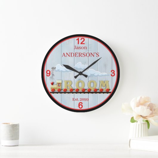 Fun Train Room Boys Wall Clock Große Wanduhr (Zuhause)