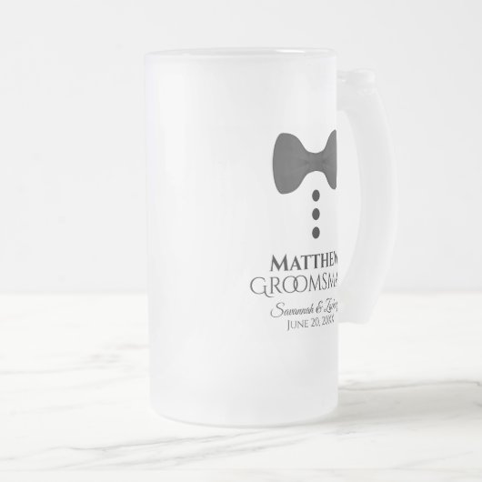 Fun Trauzeuge Black Krawatte Tuxedo Mattierte Bier Mattglas Bierglas (VorderseiteRechts)