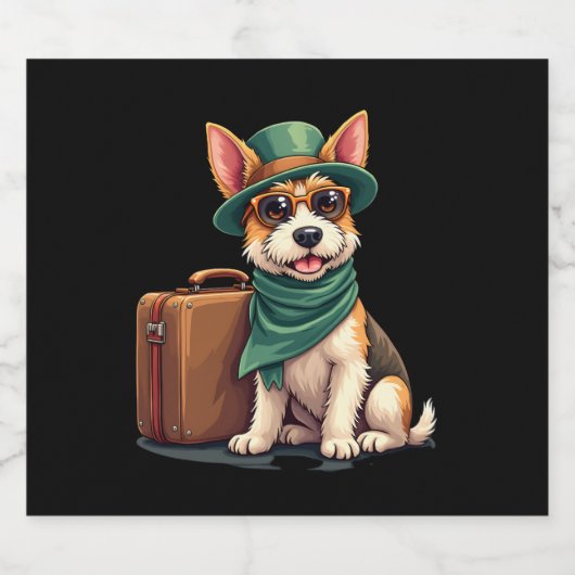 Fun TravDog mit Beutel Grafik für Koffer Lo Schaumweinetikett (Einzelnes Label)