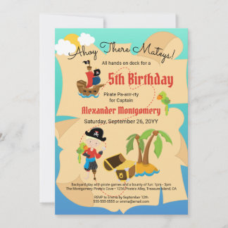 Fun Treasmap Custom Pirate Boy Birthday Party Einladung