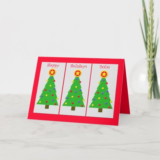 Fun Tree Christmas Card — Weihnachtsbaum Feiertagskarte (Vorderseite)