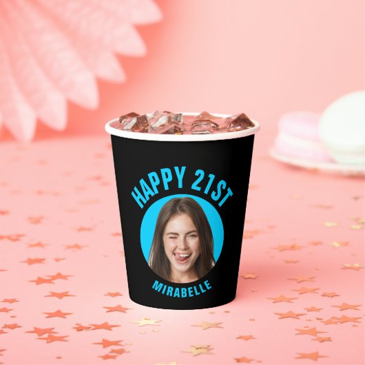 Fun Trendy 21. Geburtstag CUSTOM TEXT Foto Pappbecher (Insitu)