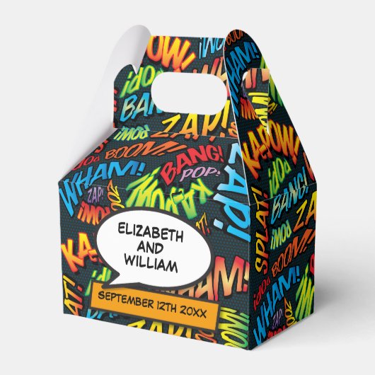 Fun Trendy Comic Book Wedding Geschenkschachtel (Vorderseite)