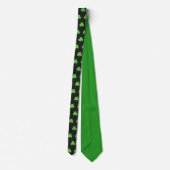 Fun Trendy Green Clover Leaf Muster Green Black Krawatte (Rückseite)