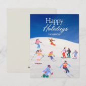 Fun Trendy Happy Holidays Ski Resort Feiertagskarte (Vorne/Hinten)