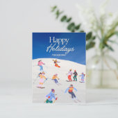 Fun Trendy Happy Holidays Ski Resort Feiertagspostkarte (Stehend Vorderseite)