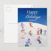 Fun Trendy Happy Holidays Ski Resort Feiertagspostkarte (Vorne/Hinten)