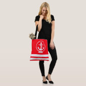 Fun Trendy Nautical Anchor White Stripe Muster Tasche (Am Model)